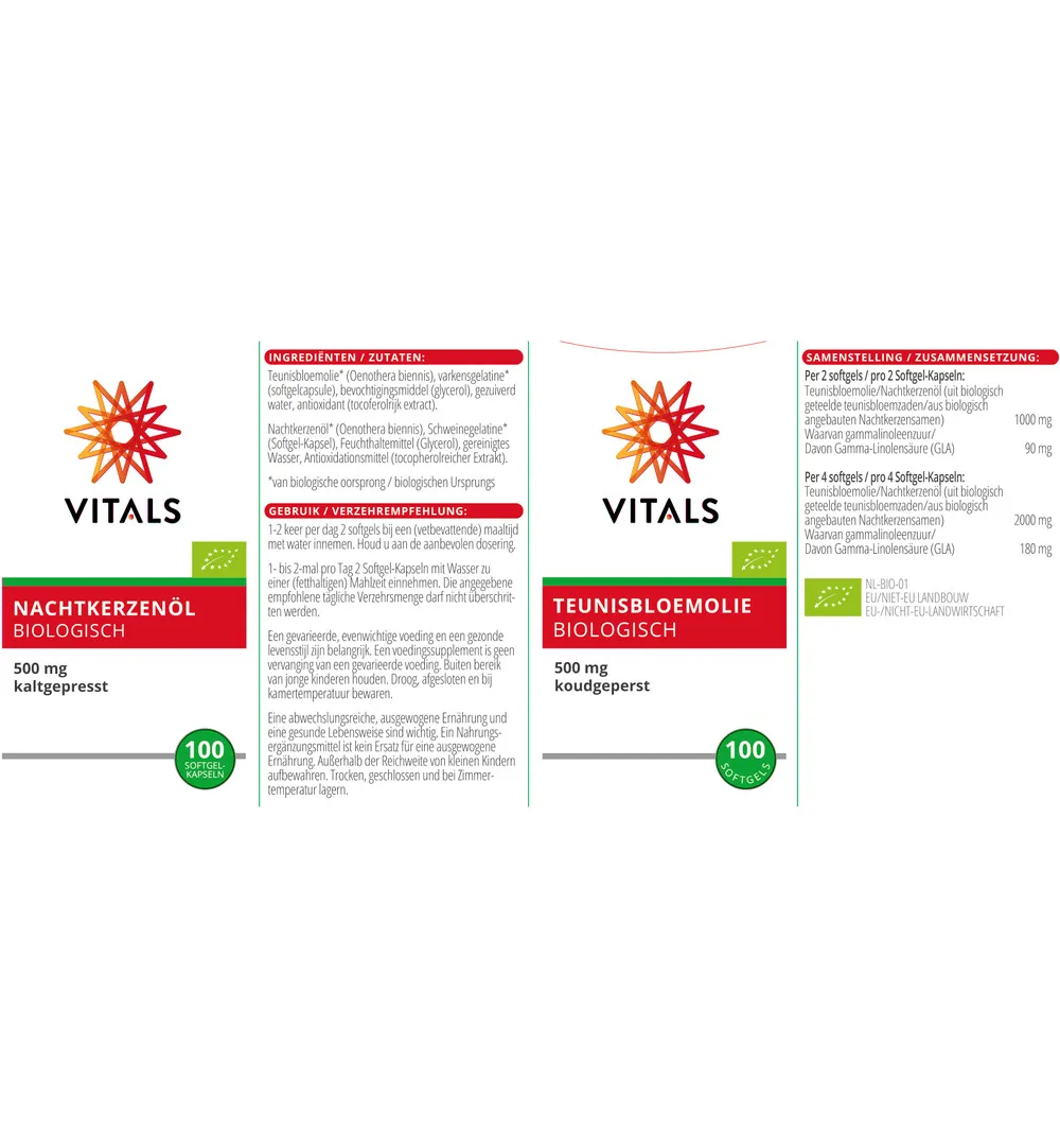 Vitals Teunisbloemolie 500 Mg Bio (100 softgels) - image 3