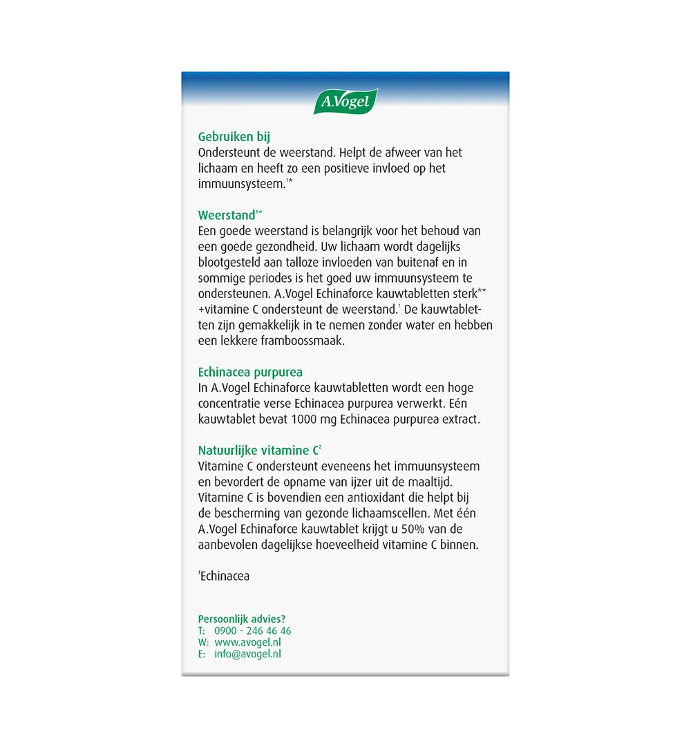 A.Vogel Echinaforce kauwtablet sterk + vitamine C (60 kauwtabletten) - image 3