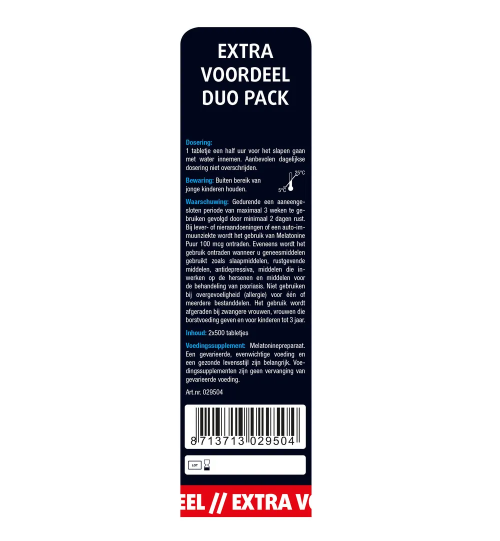 Lucovitaal Melatonine Puur 100mcg Duopack (2x500 tabletten) - image 5