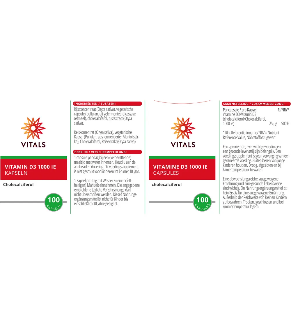 Vitals Vitamine D3 1000IE (100 capsules) - image 3