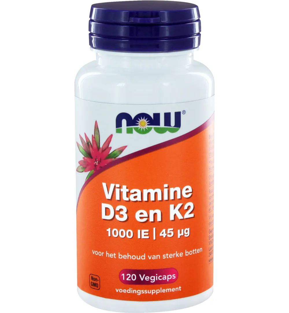 Now Vitamine D3 1000IE & Vitamine K2 (120 vega capsules)