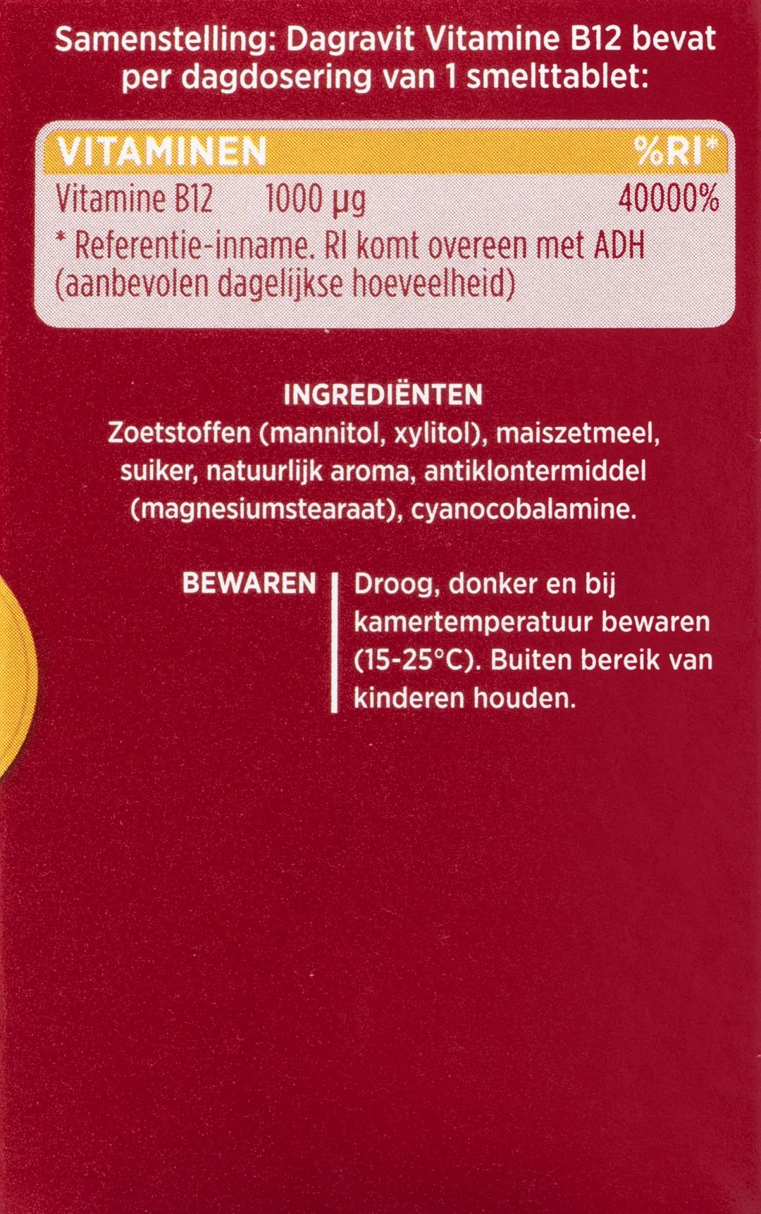 Dagravit Vitamine B12 1000mcg  (100 smelttabletten)