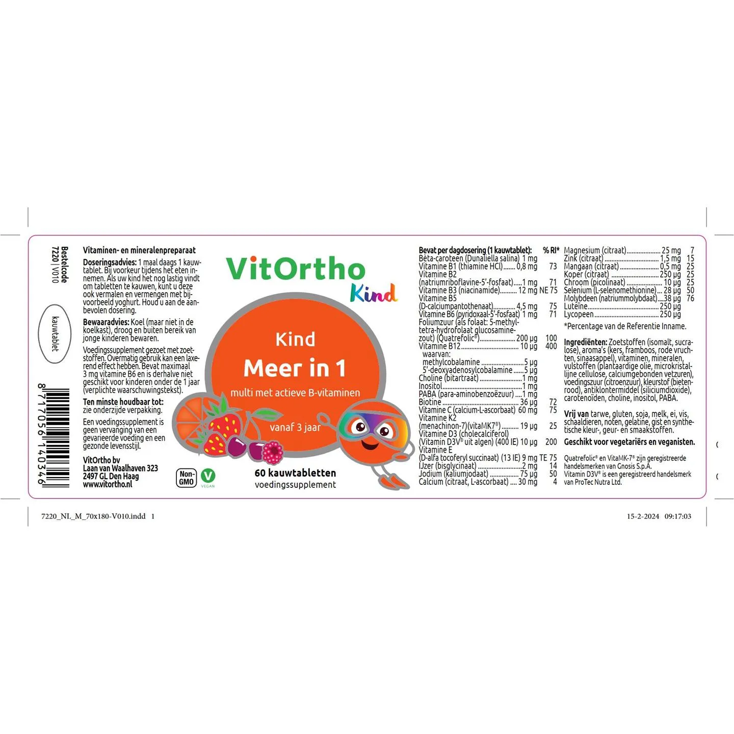 VitOrtho Meer in 1 kind (60 kauwtabletten)