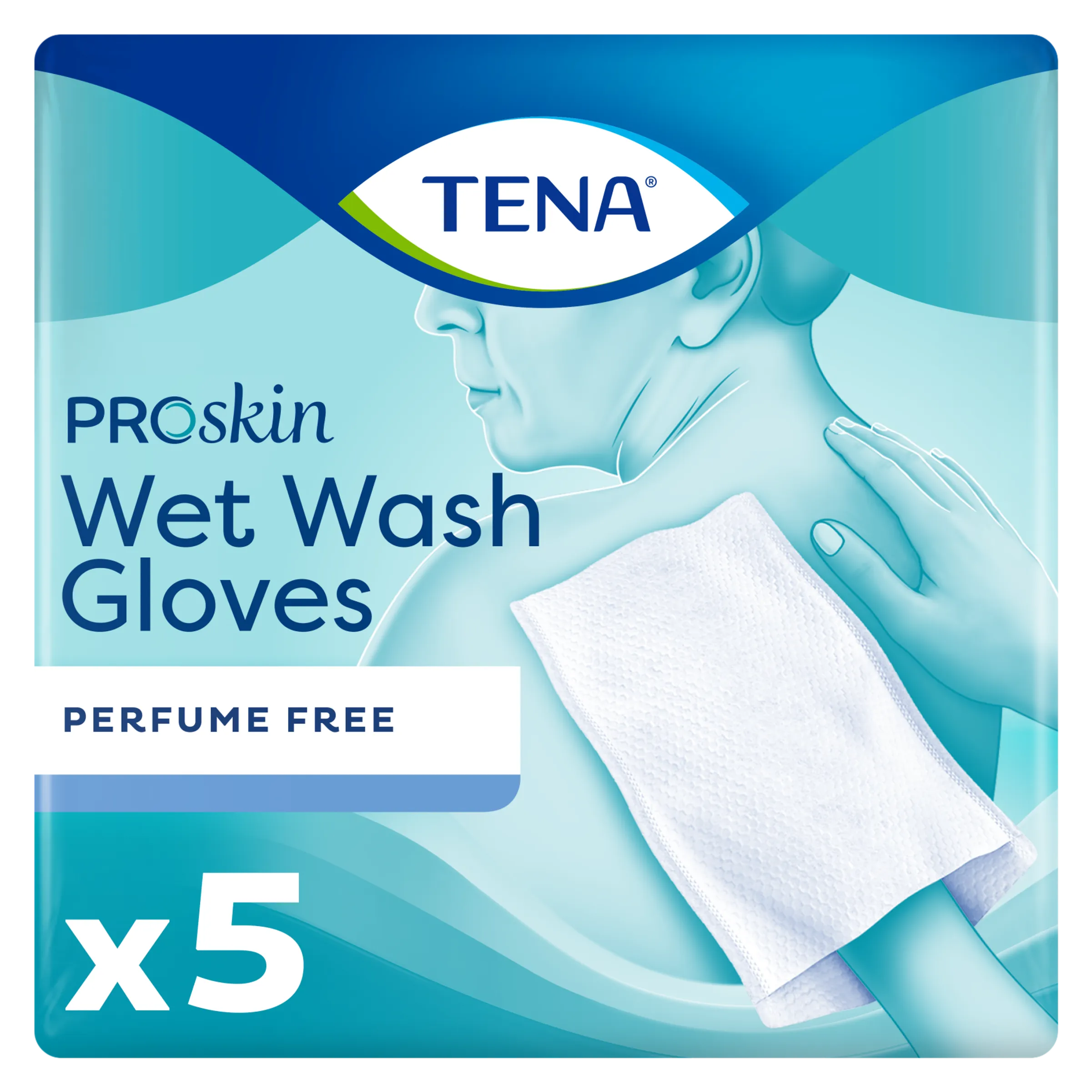 Tena Wet gloves cleans & care lotion no perfume (5 stuks)