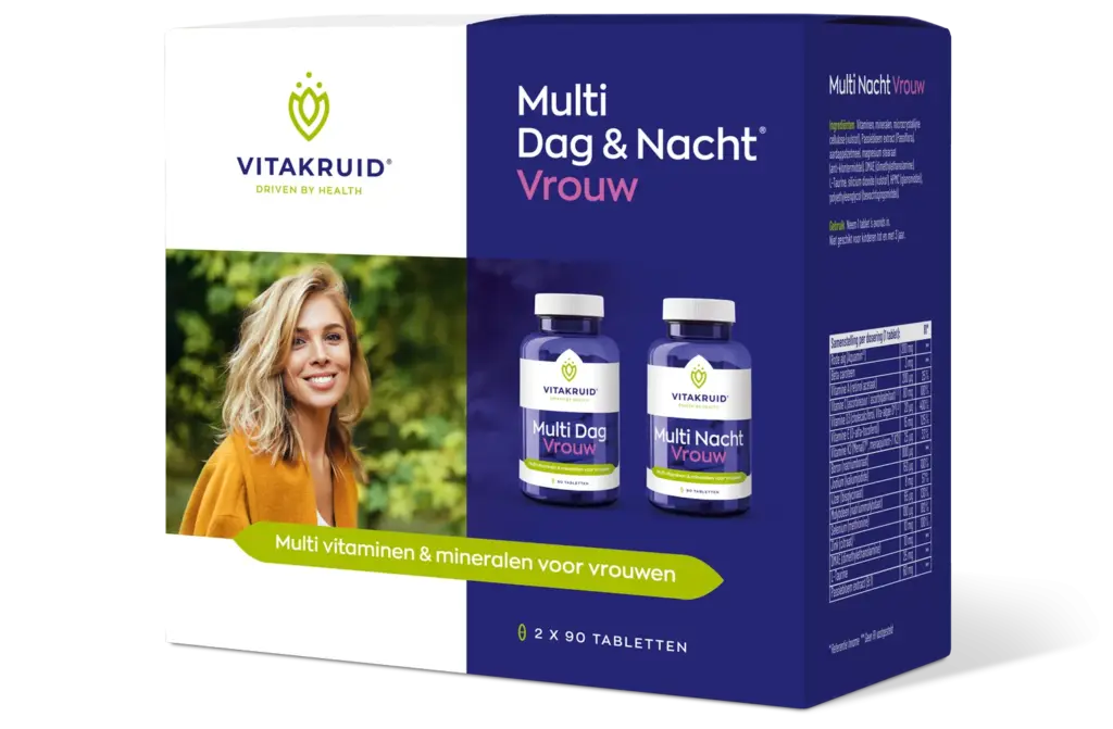 Vitakruid Multi Dag & Nacht Vrouw 100% Vegan (2 x 90 tabletten)