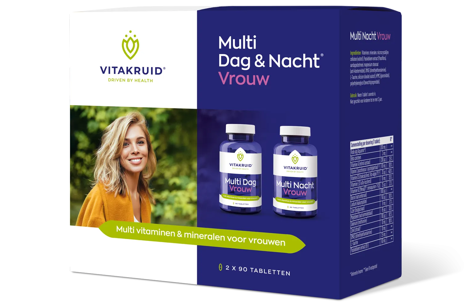 Vitakruid Multi Dag & Nacht Vrouw 100% Vegan (2 x 90 tabletten)