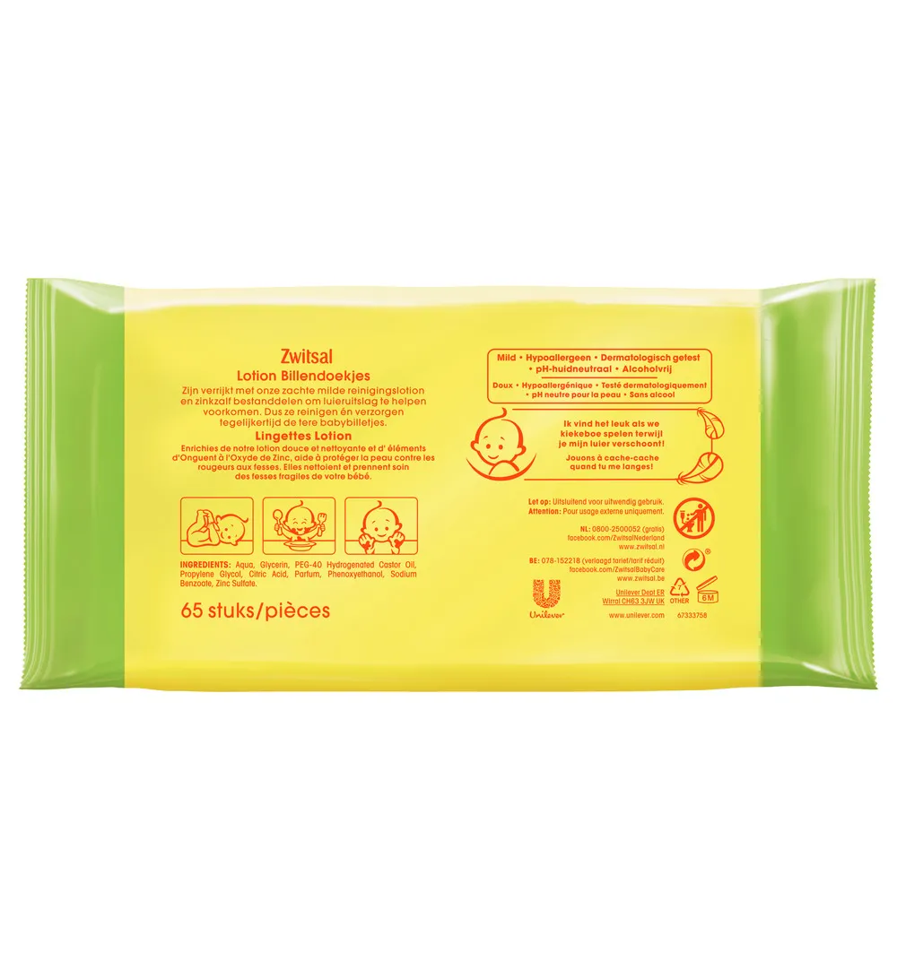 Zwitsal Billendoekjes met lotion (2 x 65 stuks) - image 2