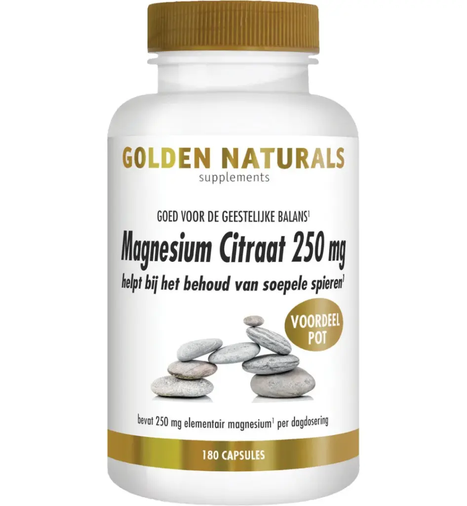 Golden Naturals Magnesium citraat 250 mg (180 vega capsules)