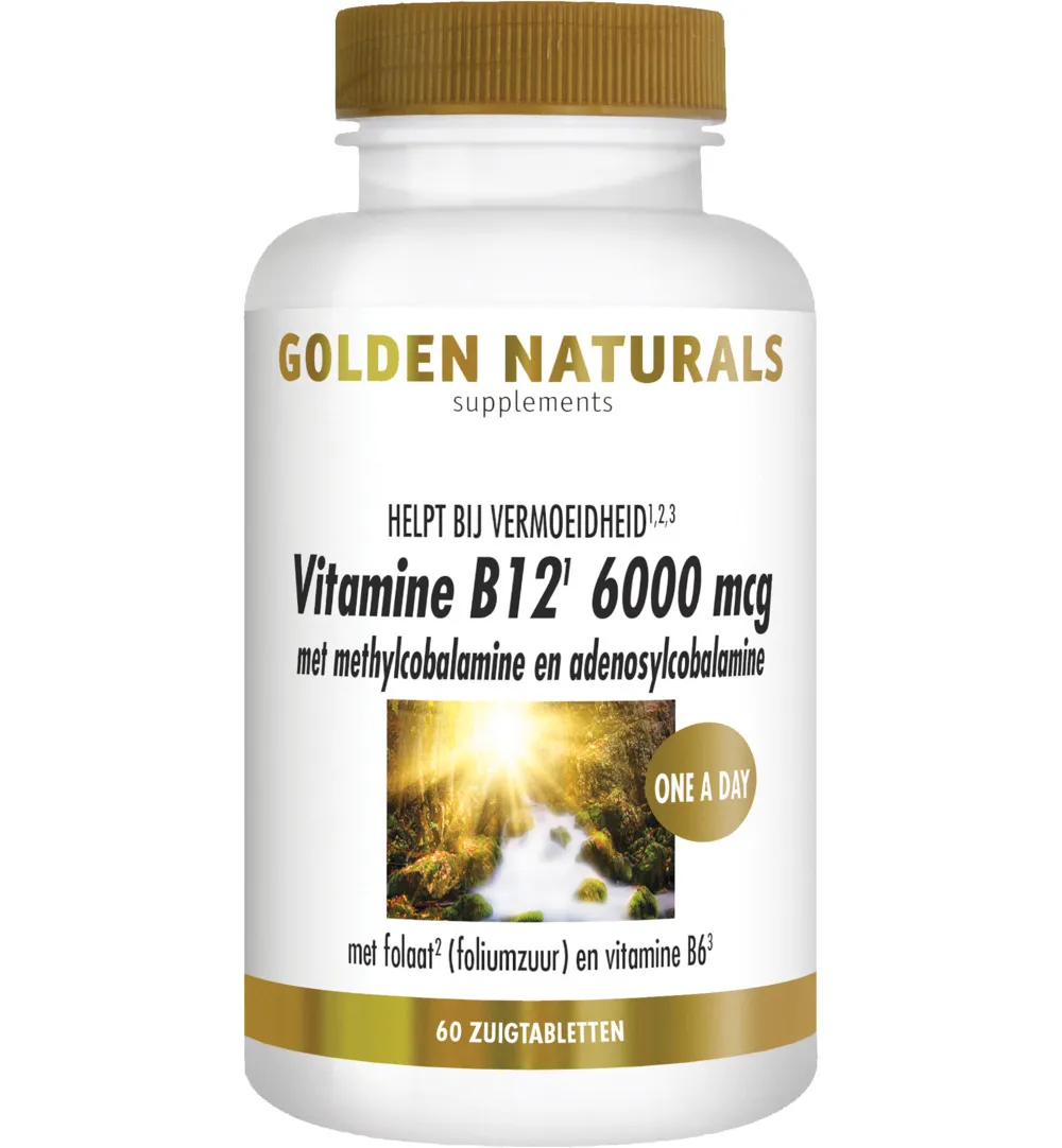 Golden Naturals Vitamine B12 6000 Mcg vega (60 zuigtabletten)