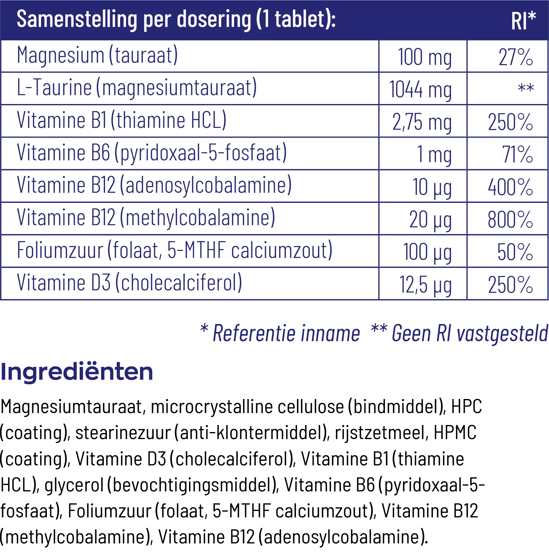 Vitakruid Relaxcomplex Oa Magnesium Tauraat & Vitamine D3 (90 tabletten) - image 3