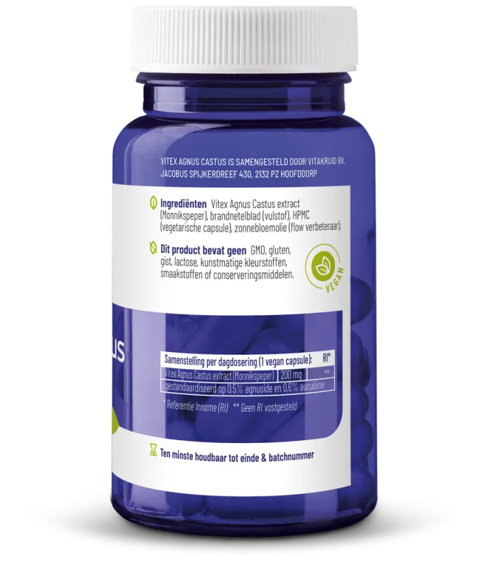 Vitakruid Vitex Agnus Castus 200 mg Monnikspeper (60 vega capsules) - image 2