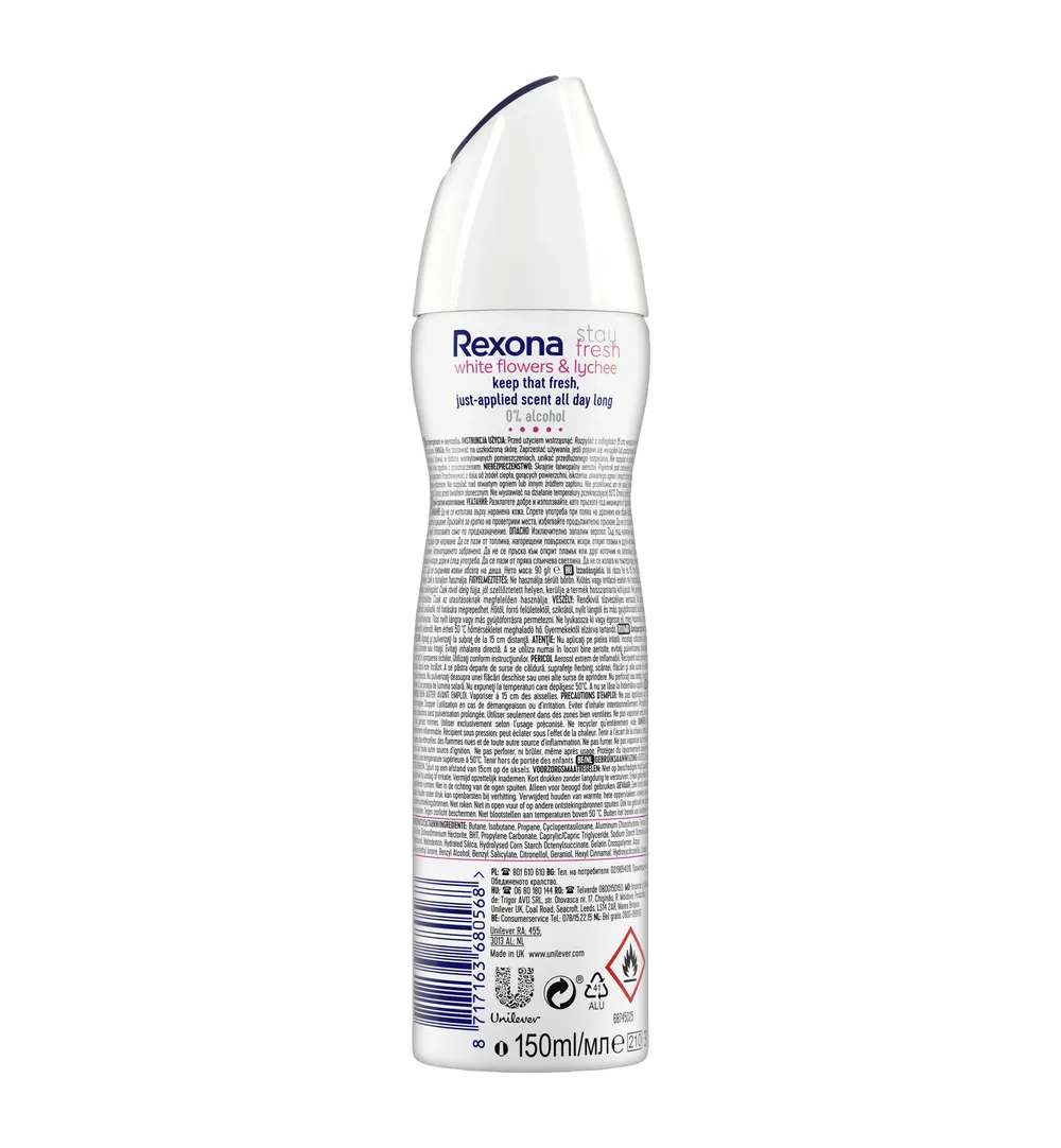 Rexona Deodorant spray stay fresh white flowers & lychee (150 ml)