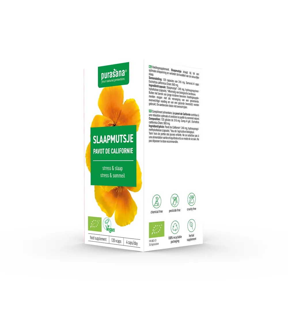 Purasana Slaapmutsje/Pavot De Californie Vegan Bio (120 vega capsules) - image 4
