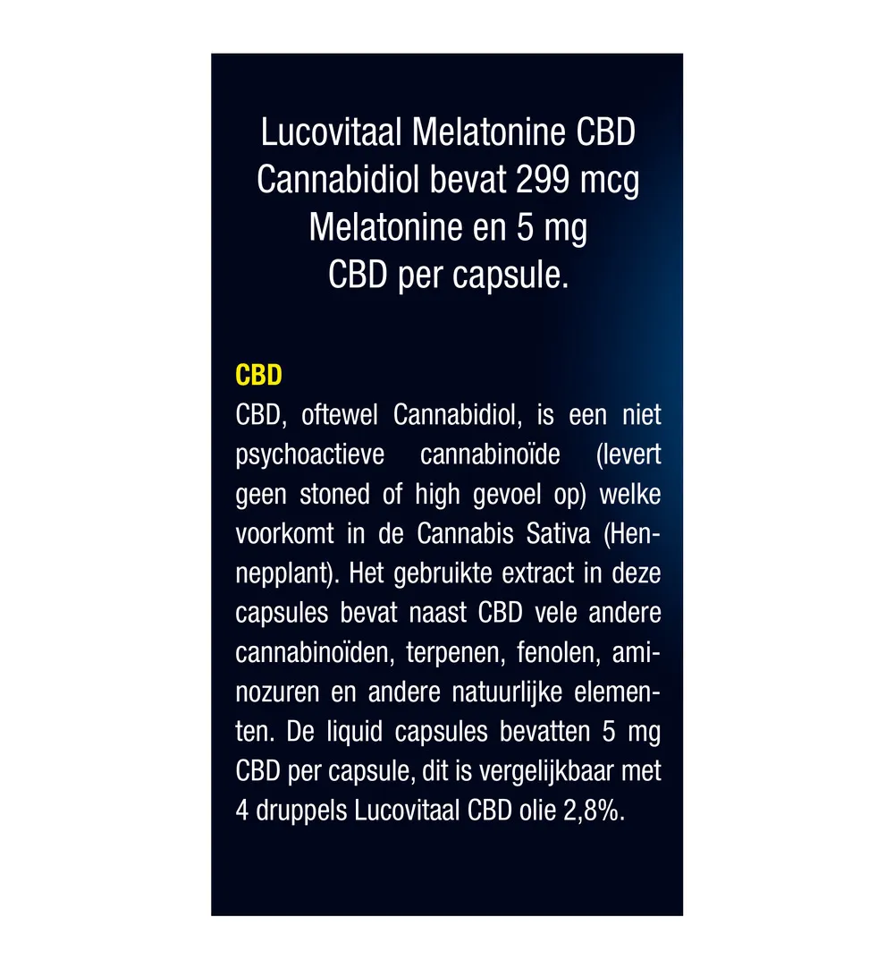 Lucovitaal Melatonine CBD 5Mg (30 capsules) - image 5