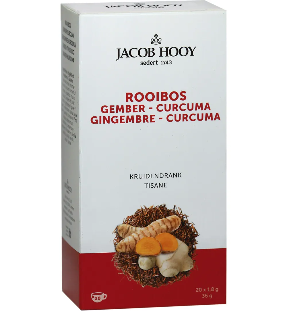 Jacob Hooy Rooibos Gember Curcuma Thee (20 stuks)