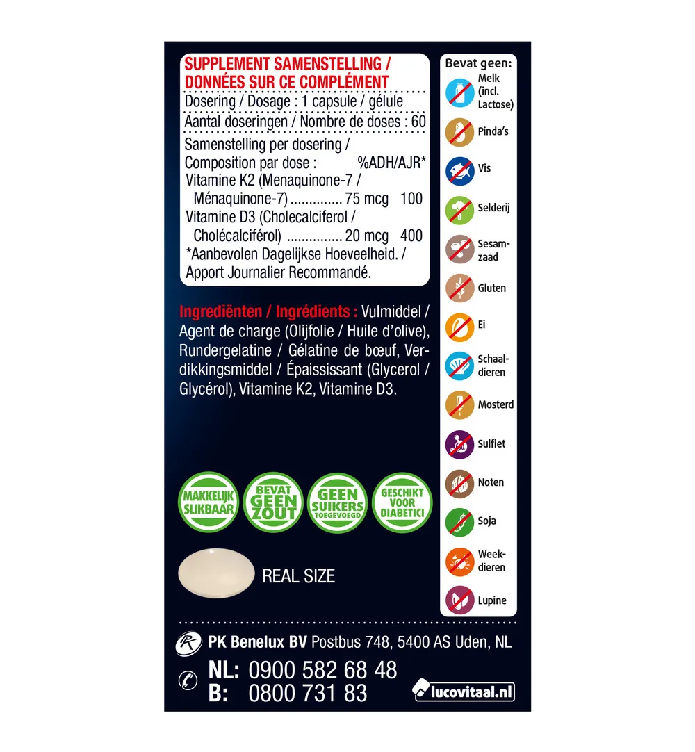 Lucovitaal Vitamine K2 + D3 (60 capsules) - image 2