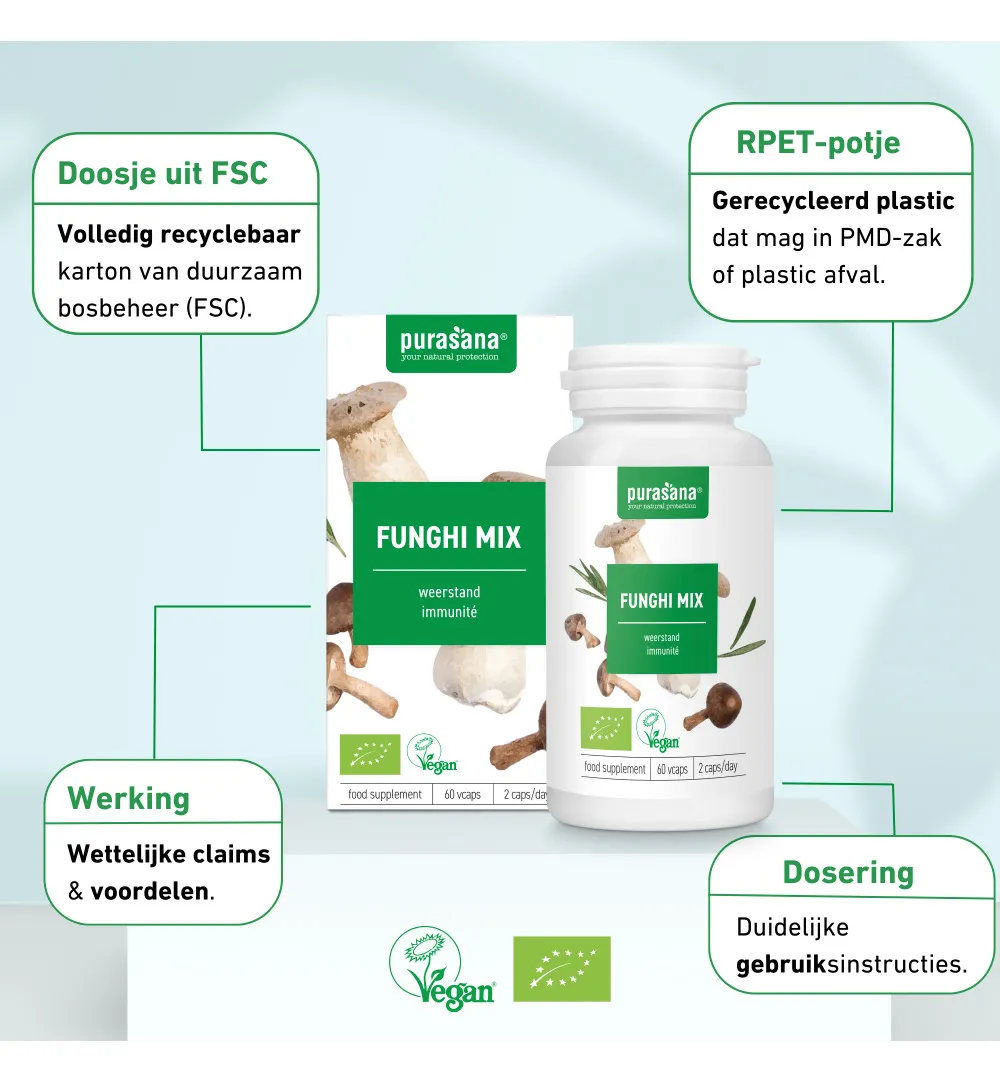 Purasana Funghi Mix Vegan Bio (60 vega capsules) - image 8