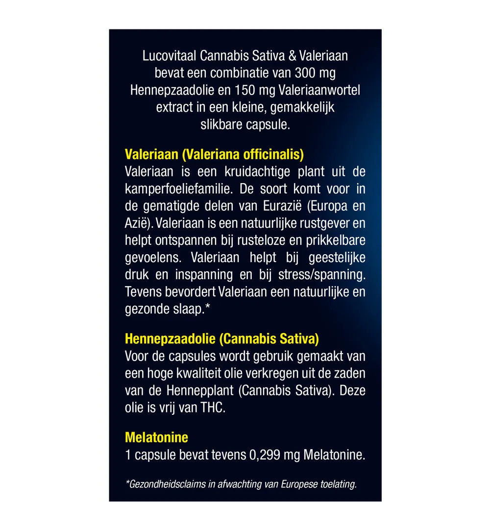 Lucovitaal Cannabis Sativa & Valeriaan (30 capsules) - image 5