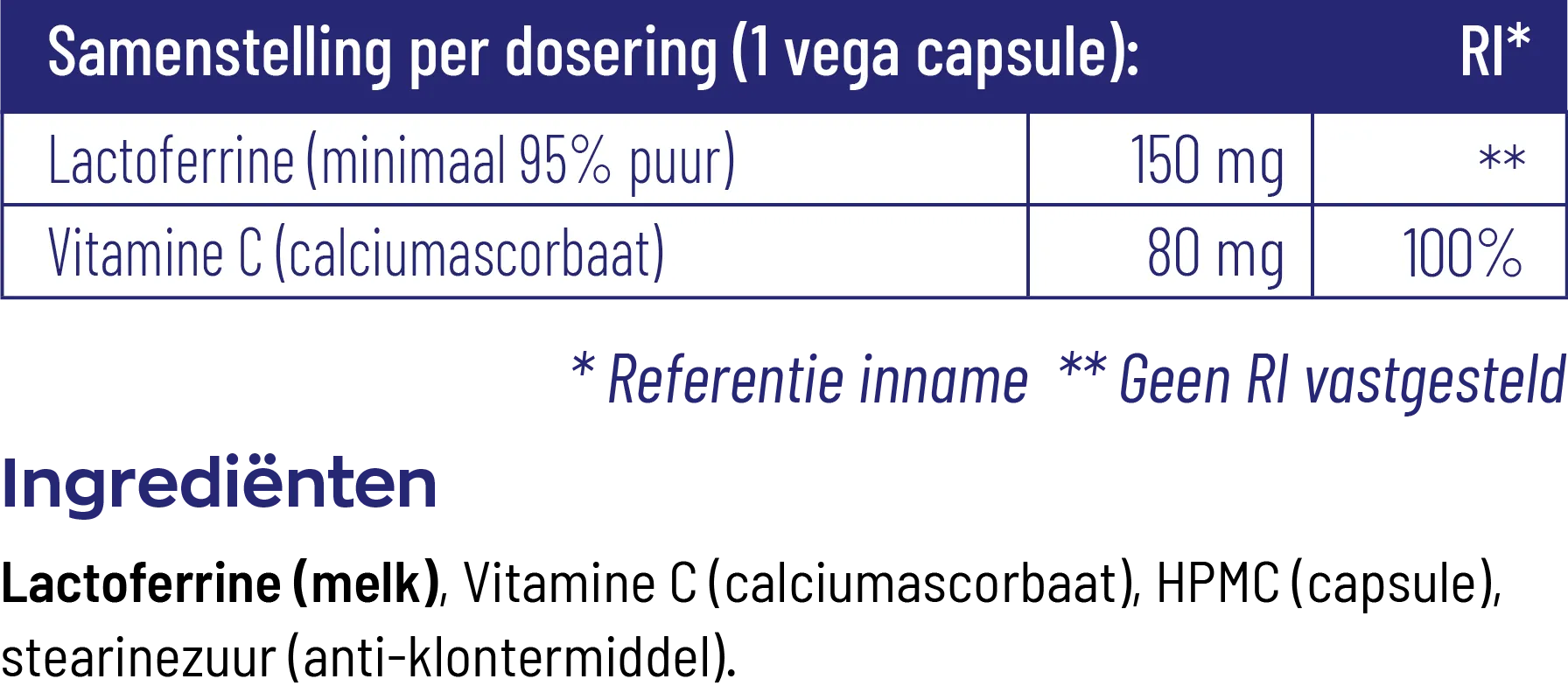 Vitakruid Lactoferrine 150 mg Minimaal 95% Puur + Vitamine C (60 vega capsules) - image 3