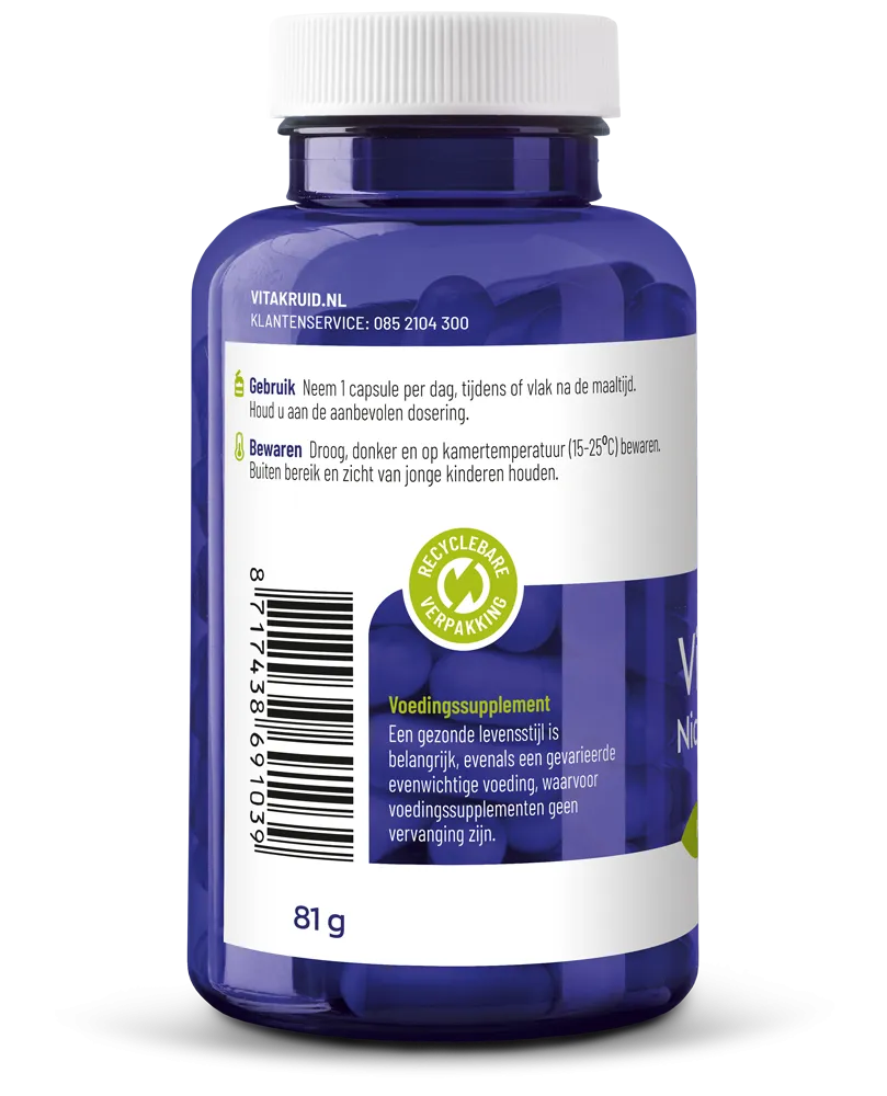 Vitakruid Vitamine B3 Niacinamide 500 mg Flush Free (90 vega capsules)