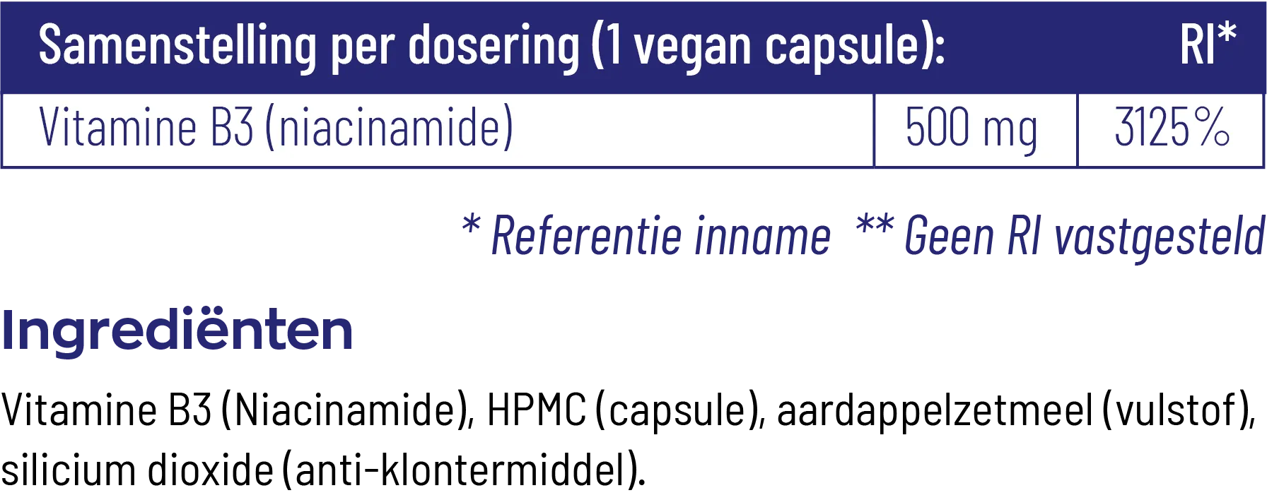 Vitakruid Vitamine B3 Niacinamide 500 mg Flush Free (90 vega capsules) - image 3