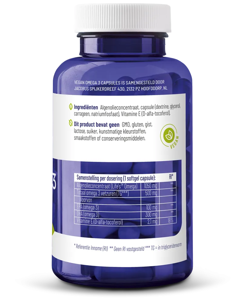 Vitakruid Vegan Omega 3 1000 Tryglyceriden 300 DHA 100 EPA (90 softgels) - image 2
