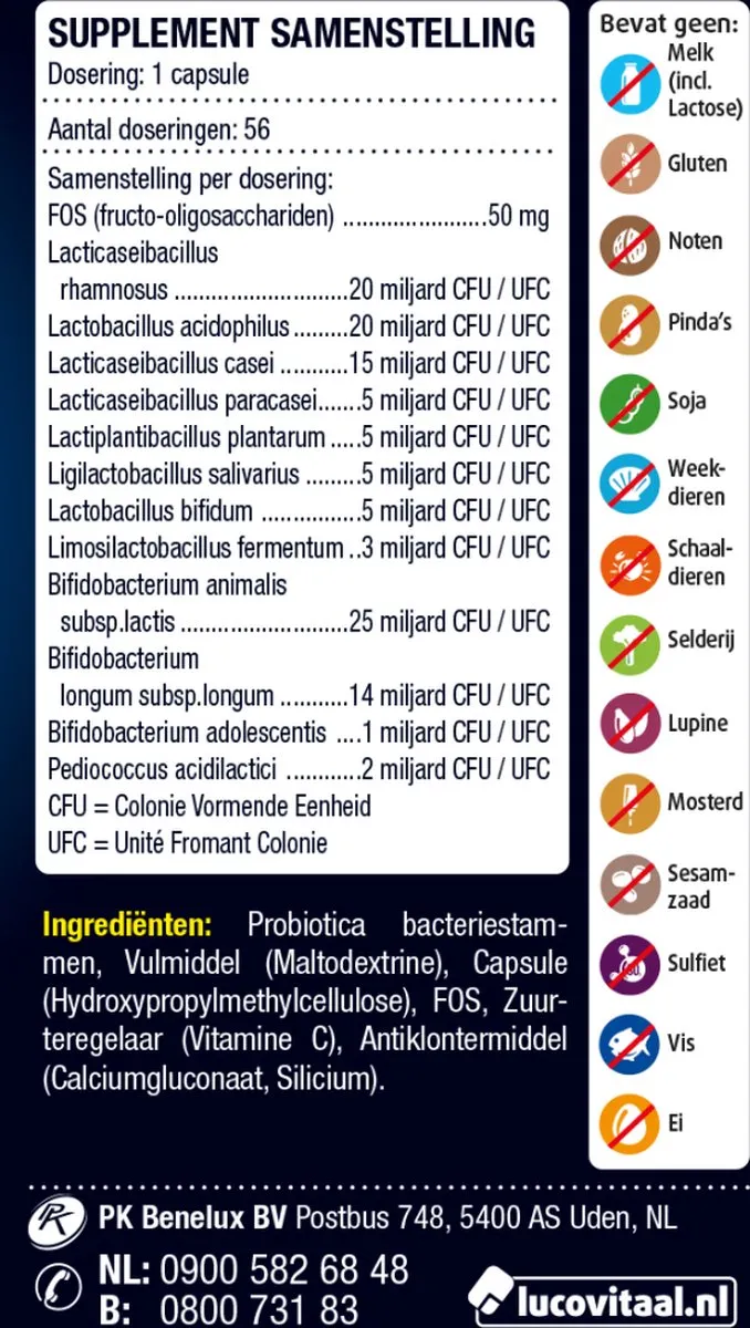 Lucovitaal Pre & Probiotica 120 Miljard Bacteriën (56 capsules)