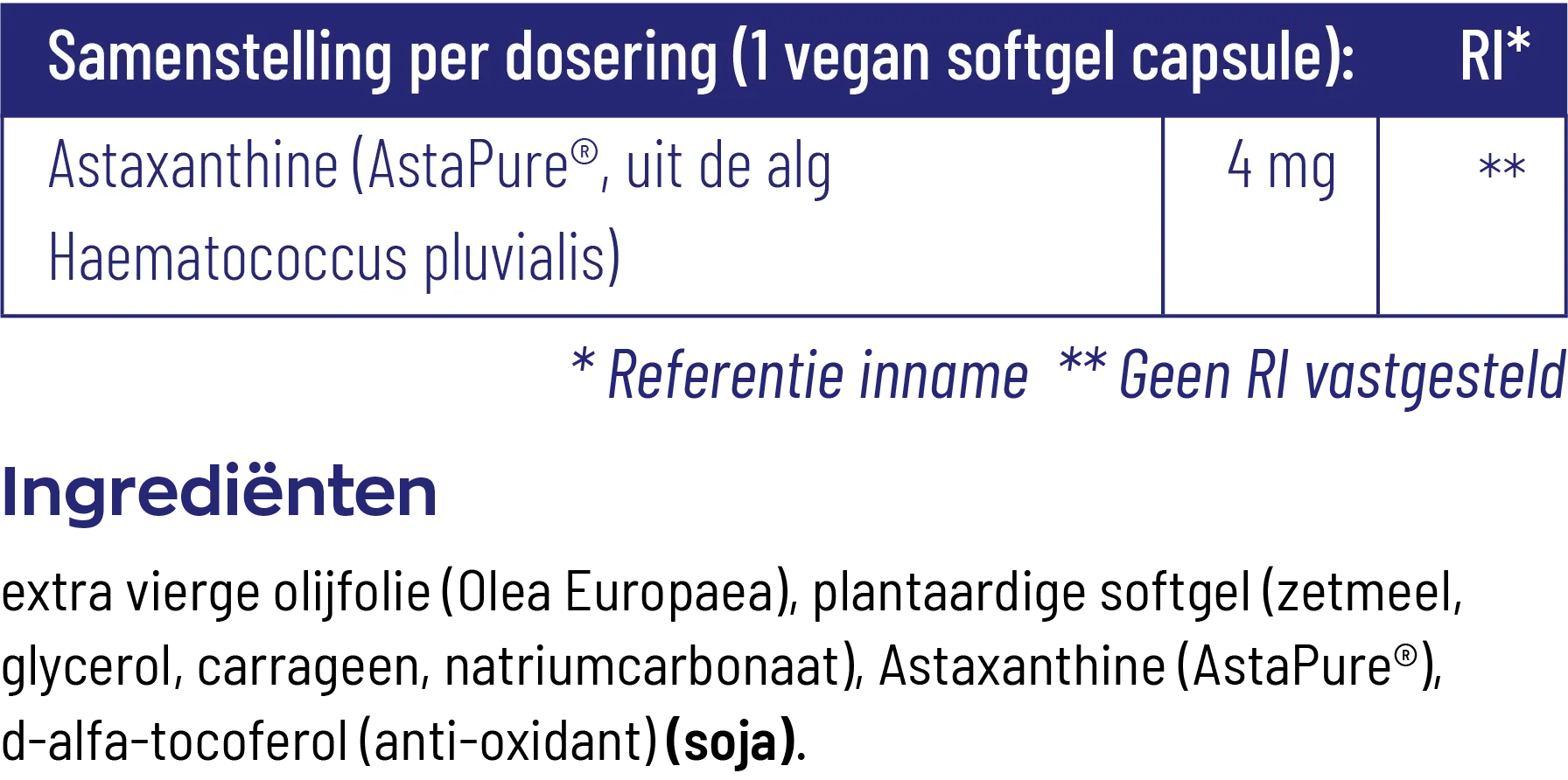Vitakruid Astaxanthine Astapure® 4mg Duurzaam Gekweekte Alg (60 vega capsules) - image 3