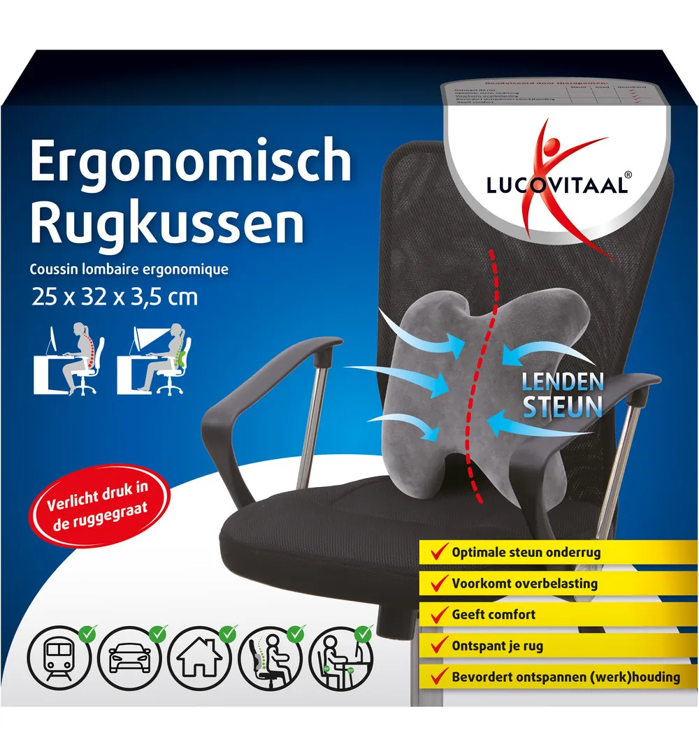 Lucovitaal Ergonomische Rugkussen (1 stuk)