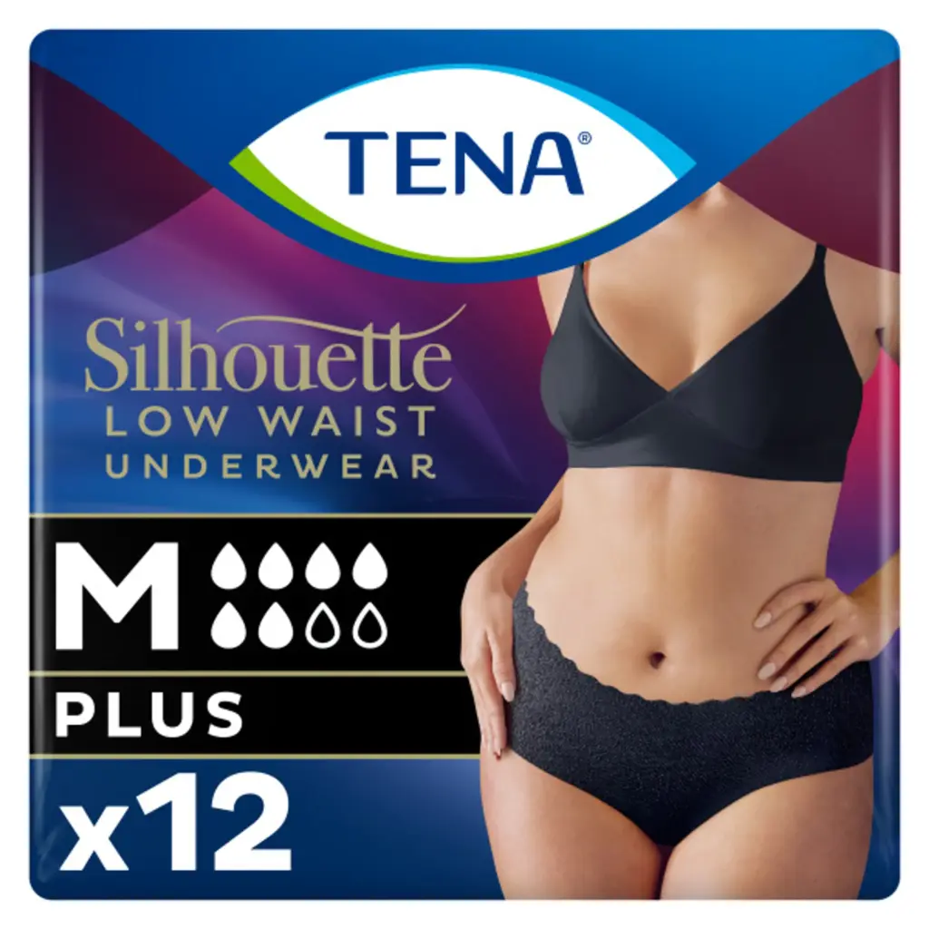 Tena Silhouette Plus Noir - Lage Taille M (12 stuks)