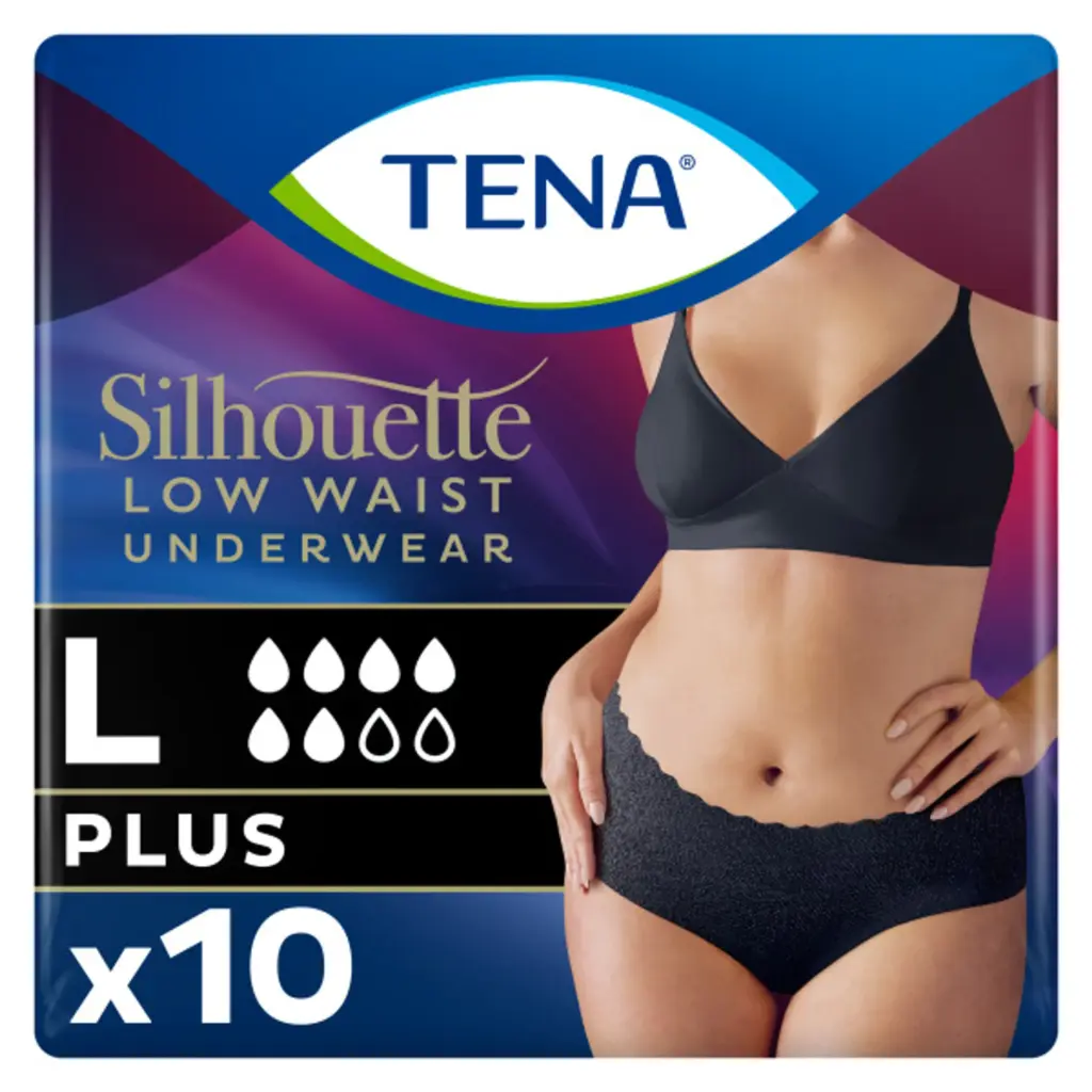 Tena Silhouette Plus Noir - Lage Taille L (10 stuks)