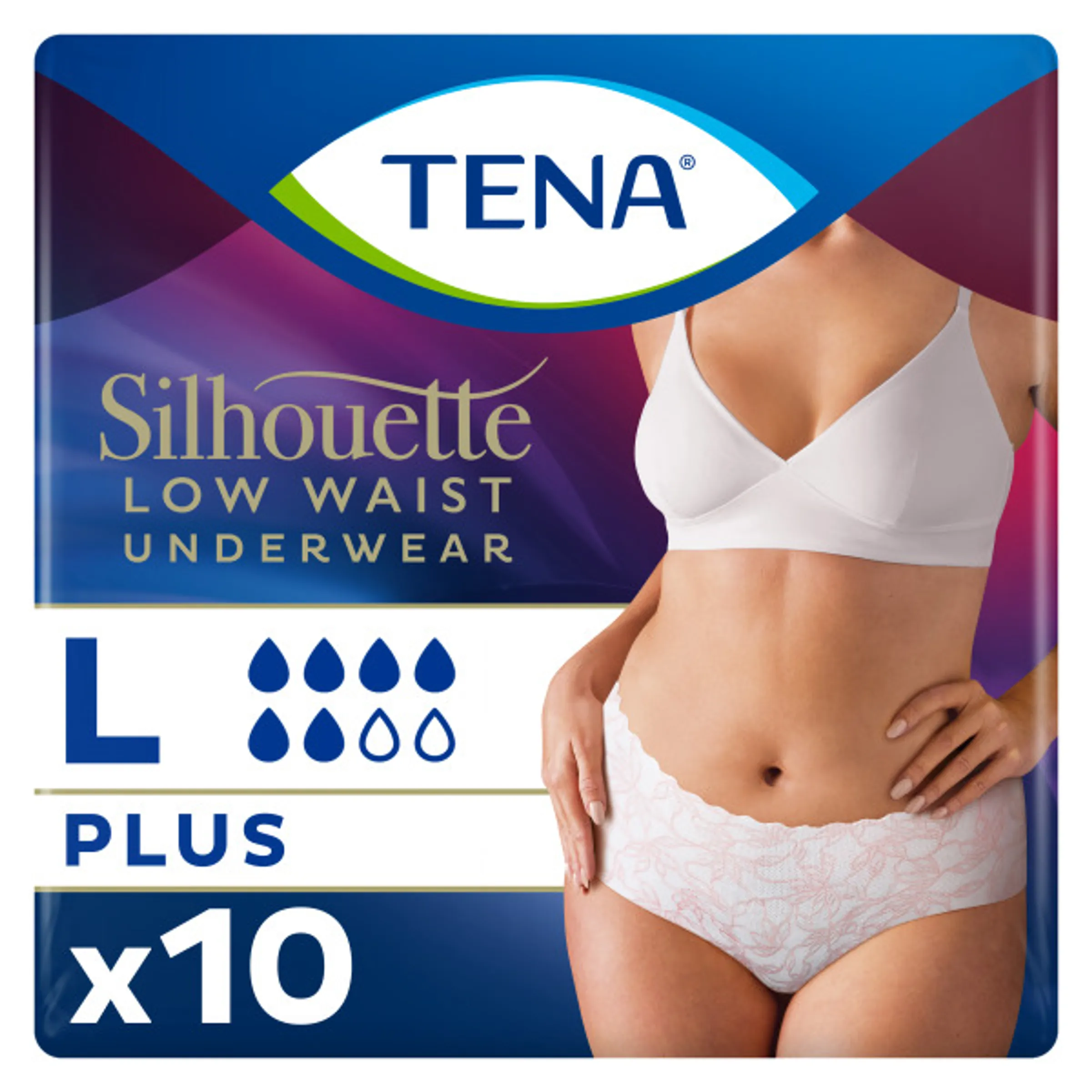 Tena Silhouette Plus Blanc - Lage Taille L (10 stuks)