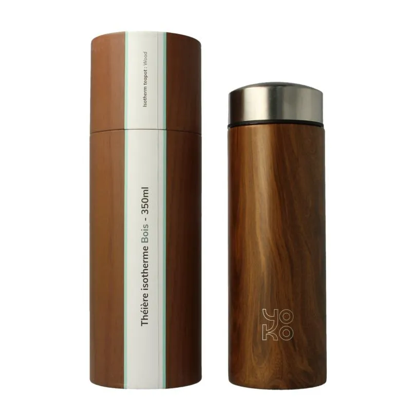 Yoko Drinkfles Wood Met Theefilter Isotherm 350ml (1 stuk)