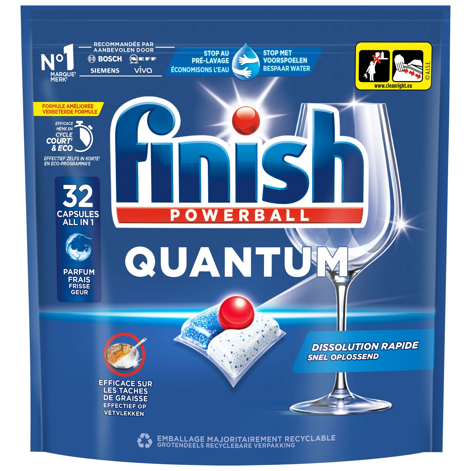 Finish Vaatwastabletten Powerball Quantum All-In-1 Regular (32 tabletten)
