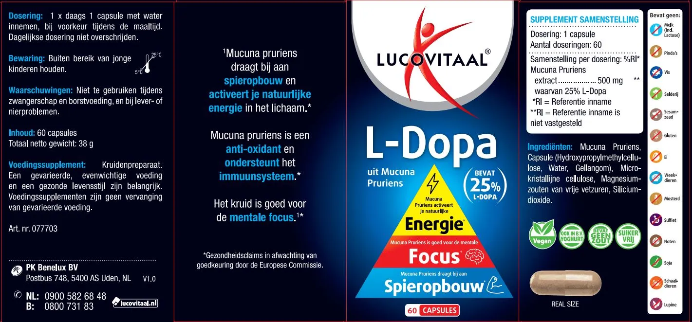 Lucovitaal L-Dopa Mucana Pruriens (60 capsules)