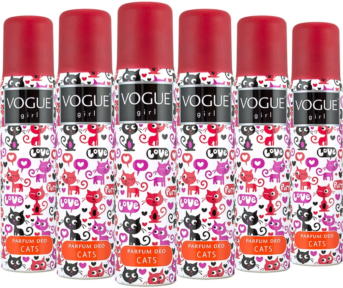 6x Vogue Girl Deodorant spray girl cats (100 ml)