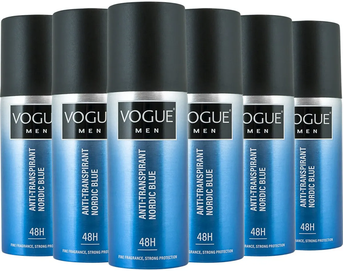 6x Vogue Men Nordic Blue Anti-Transpirant (150 ml)