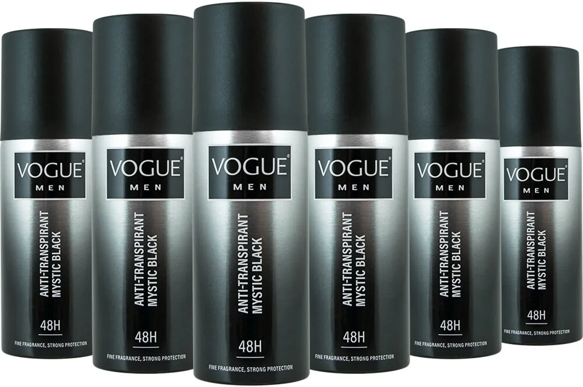 6x Vogue Men Mystic Black Anti-Transpirant (150 ml)