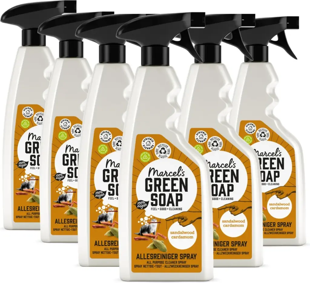 6x Marcel's Green Soap Allesreiniger spray sandelhout & kardemom (500 ml)