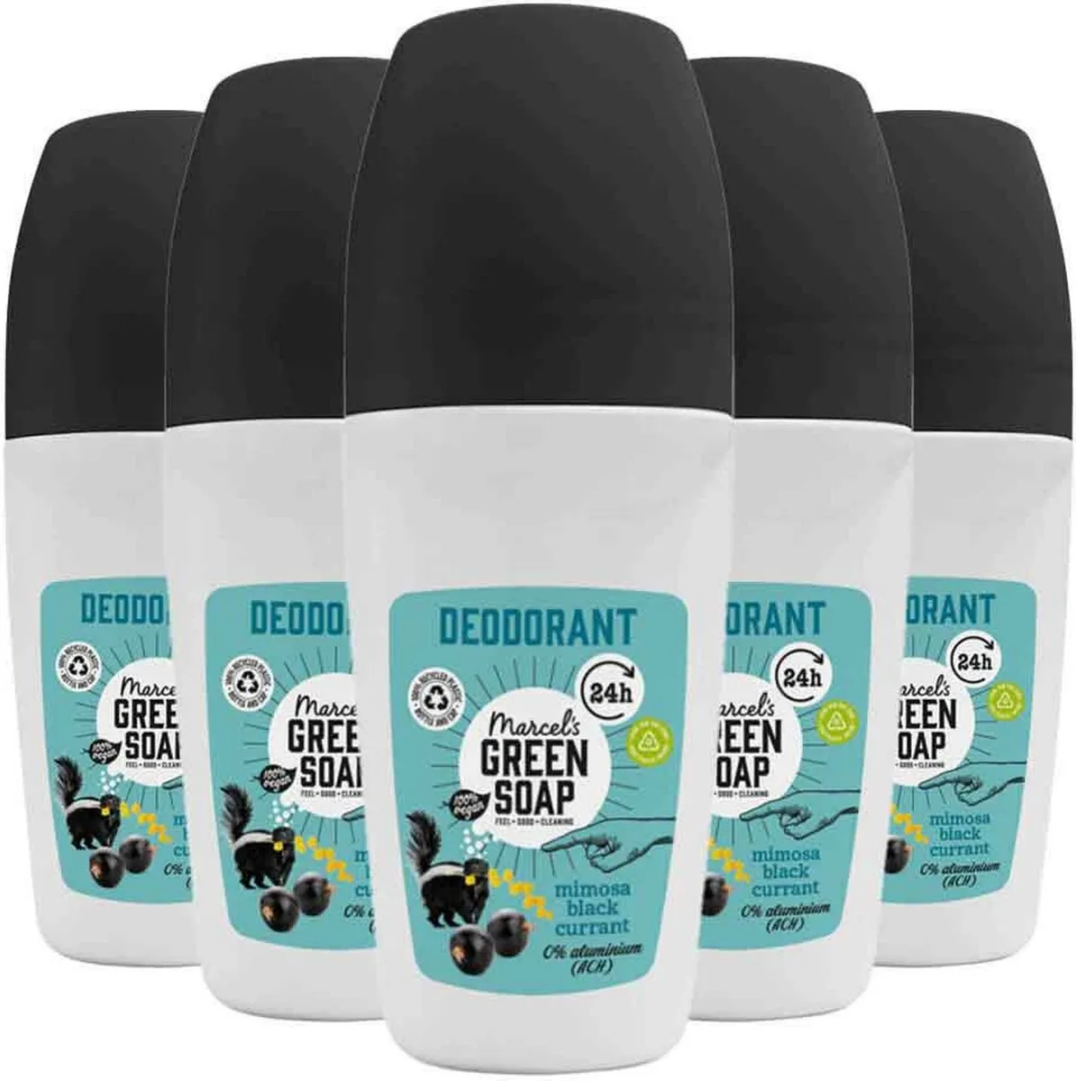 5x Marcel's Green Soap Deoroller Mimosa Blackcurrant (50 ml)