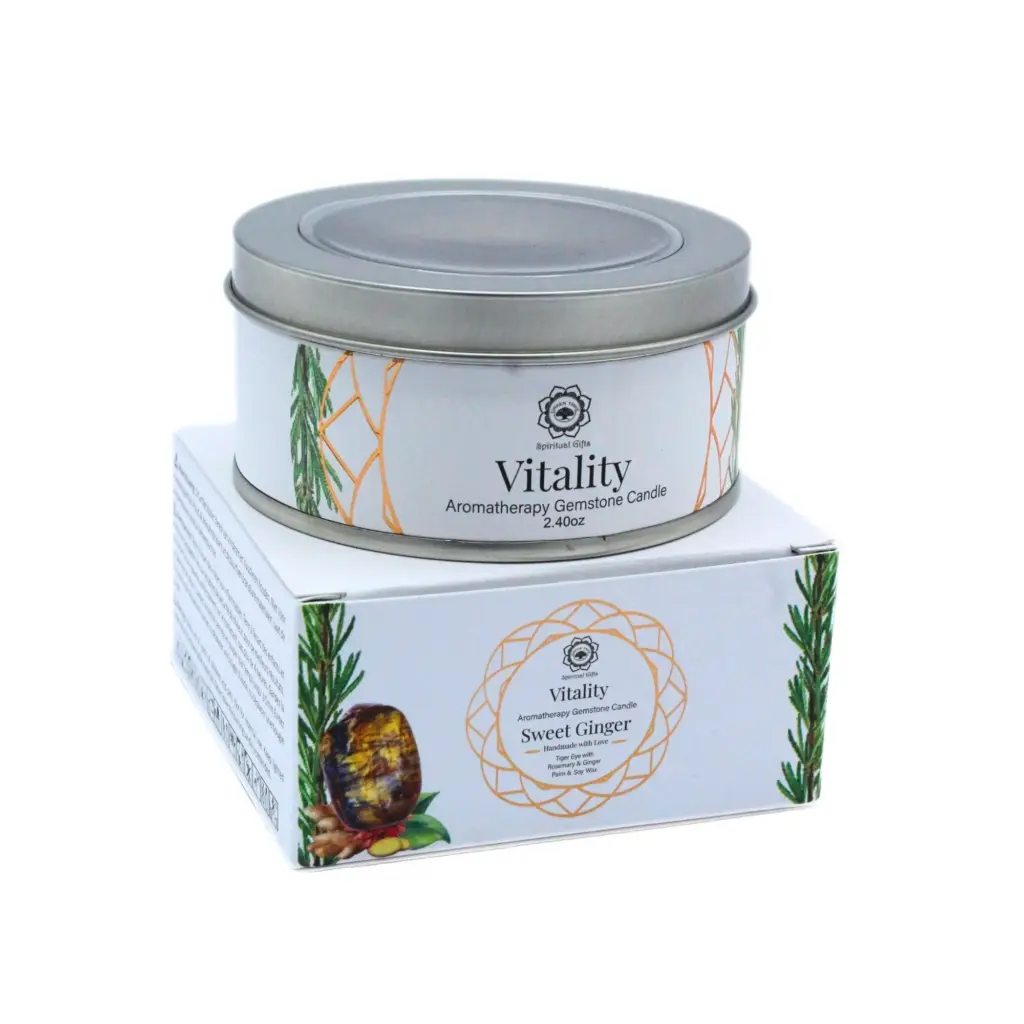 Green Tree Gemstone Candle Vitality Sweet Ginger (70 gr)