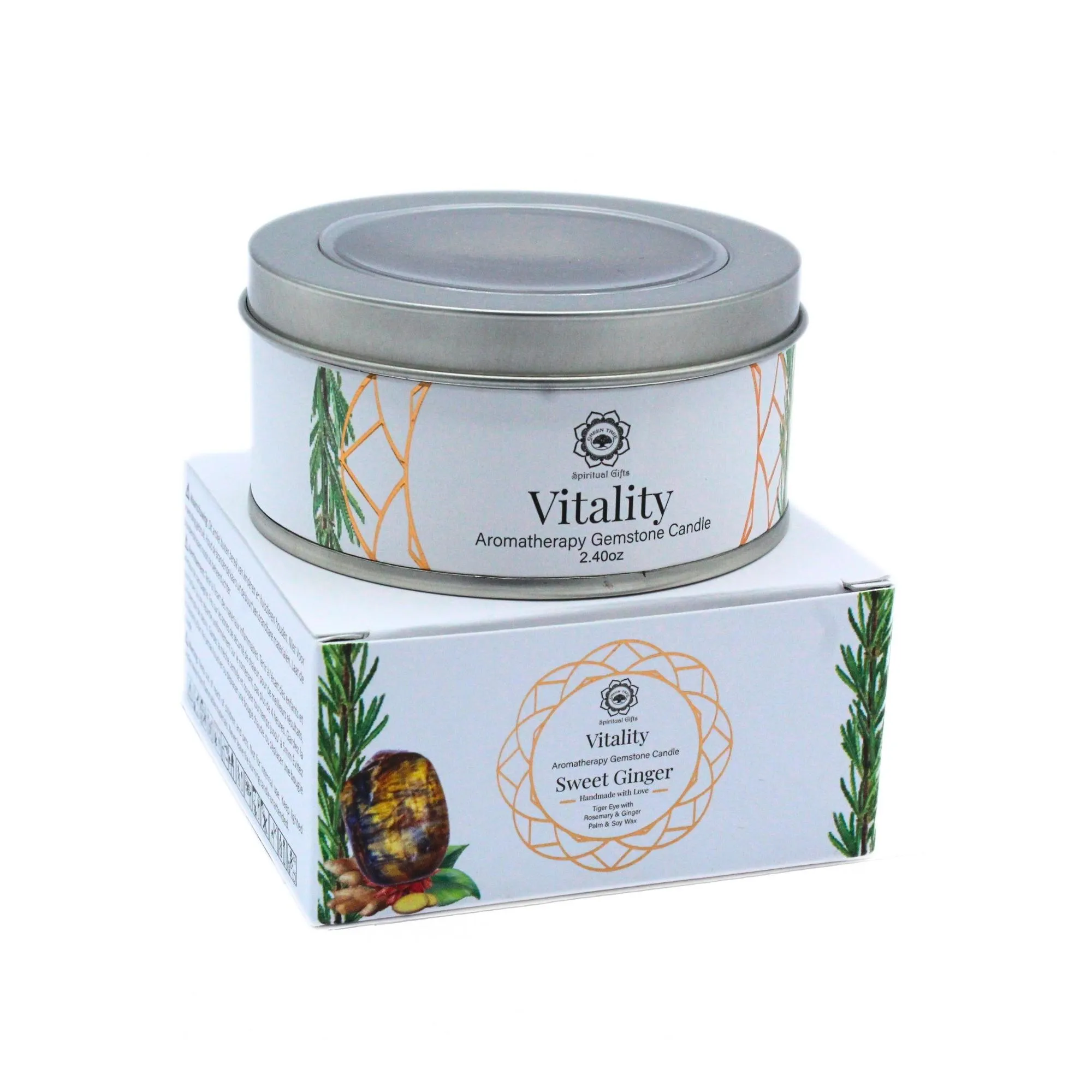 Green Tree Gemstone Candle Vitality Sweet Ginger (70 gr)