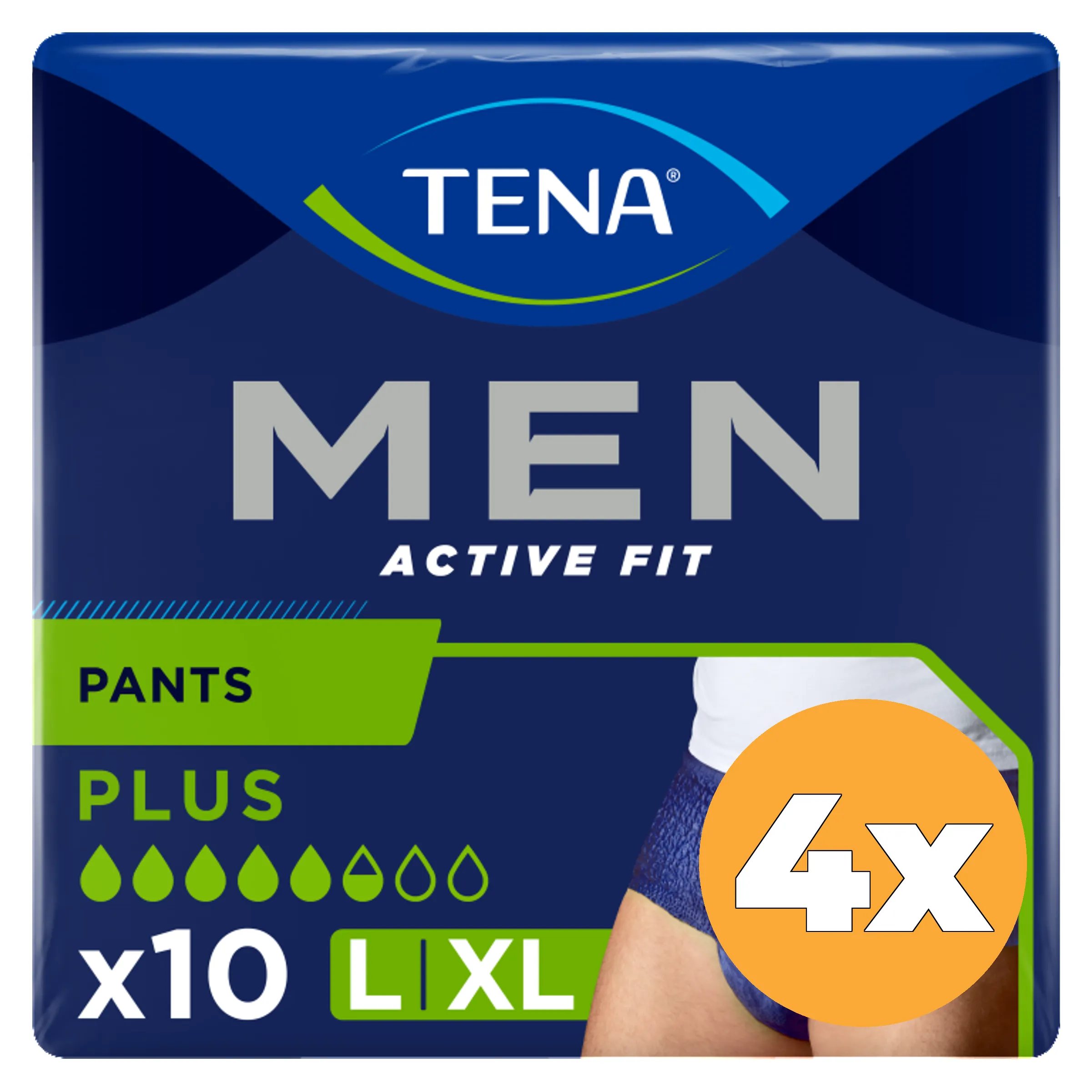 4x Tena Men Active Fit Plus Large/XL (10 stuks)