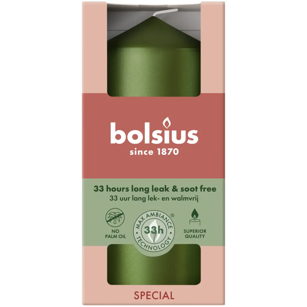 Bolsius Stompkaars 120/58 metallic Green (1 stuk)