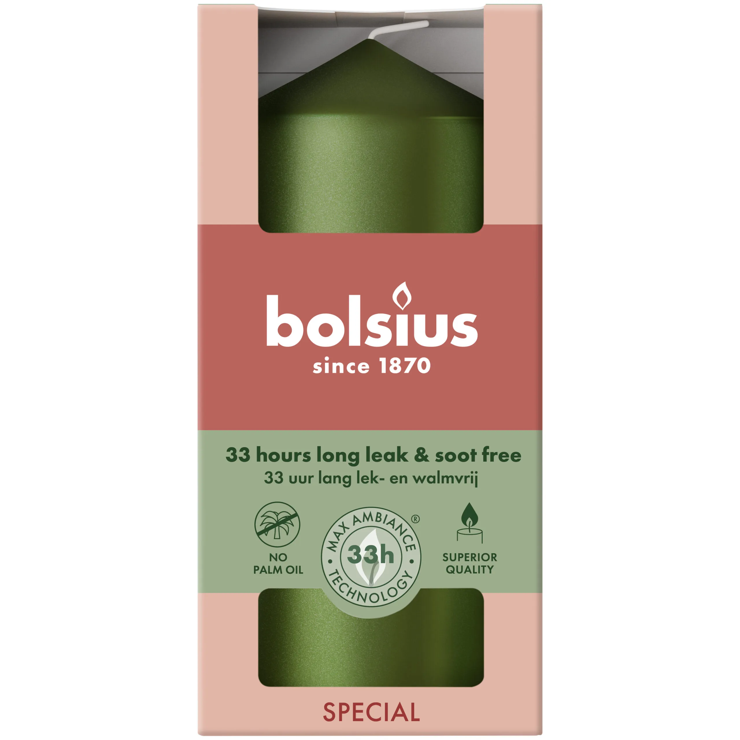 Bolsius Stompkaars 120/58 metallic Green (1 stuk)