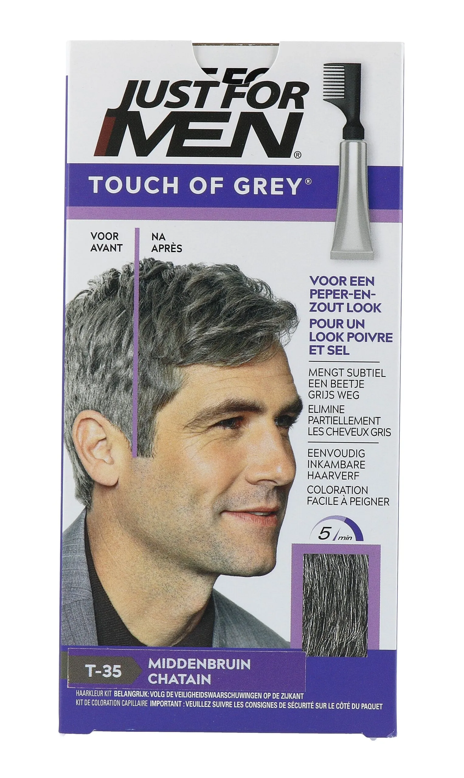 Just For Men Touch of Grey T-35 Middenbruin (1 stuk)