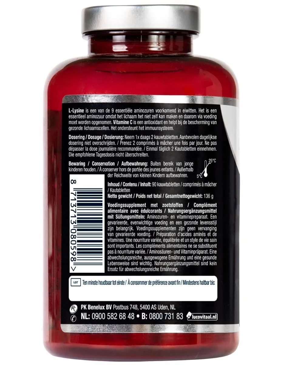 Lucovitaal L-Lysine 1000mg (90 kauwtabletten) - image 2