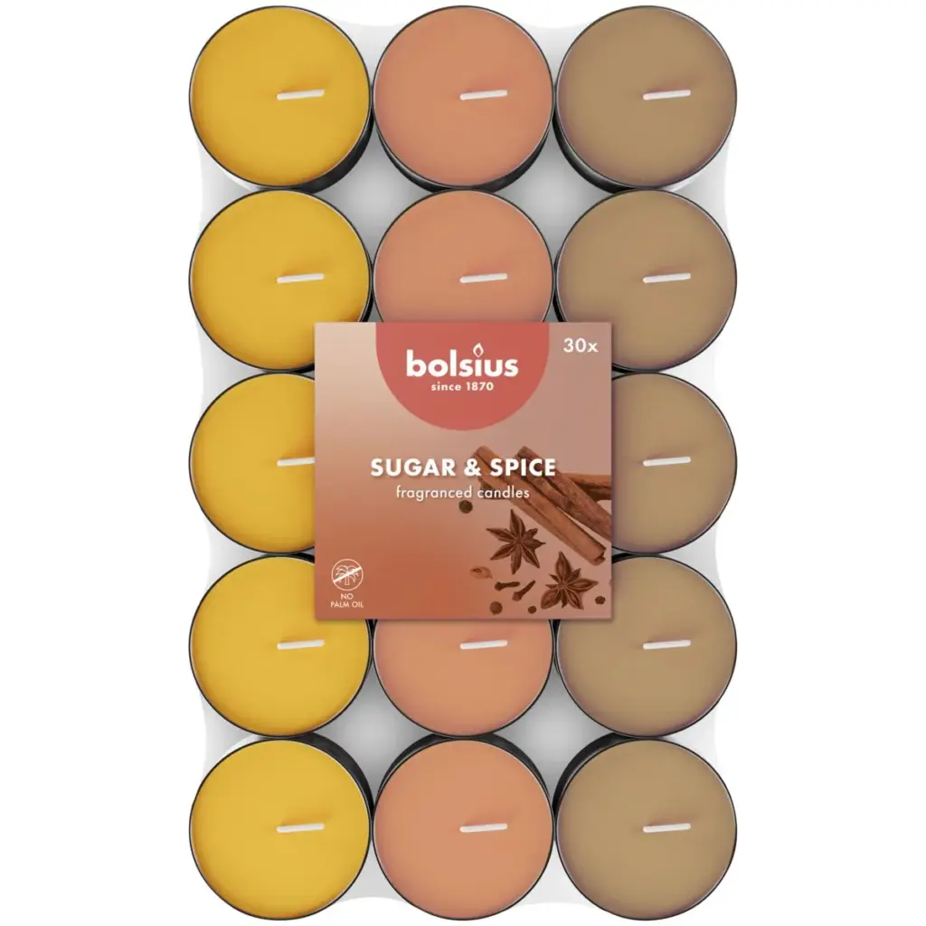 Bolsius Geurtheelicht 3,5U Sugar & Spice Pack   (30 stuks)
