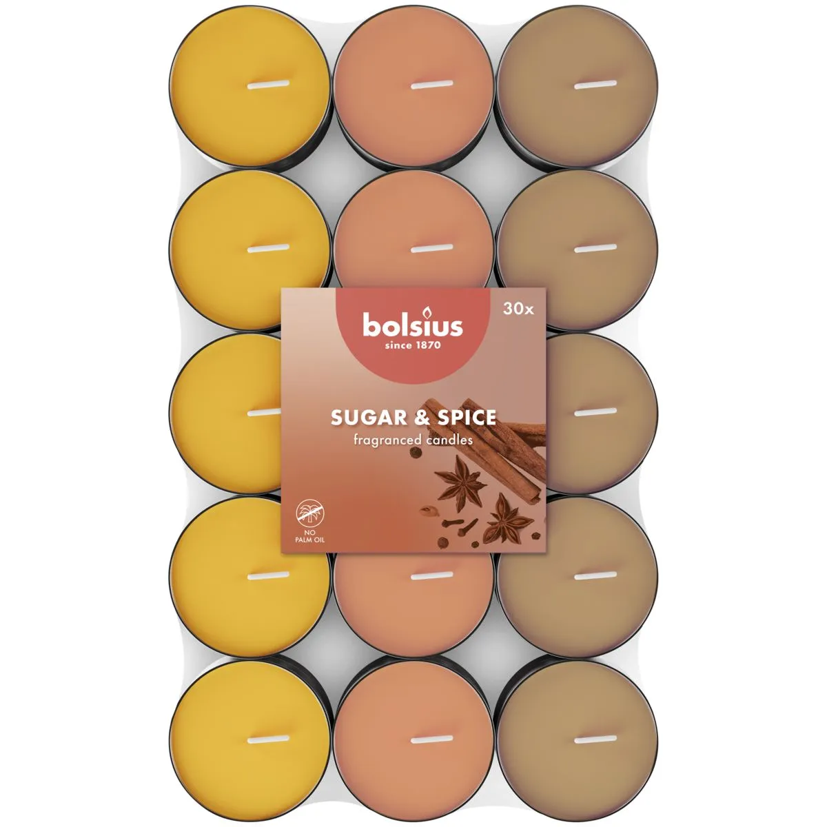 Bolsius Geurtheelicht 3,5U Sugar & Spice Pack   (30 stuks)