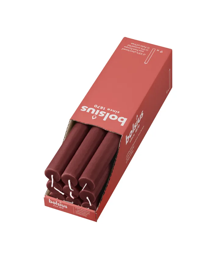 Bolsius Rustiek Tafelkaars 9 Stuks Velvet Red 270/23 (1 stuk)